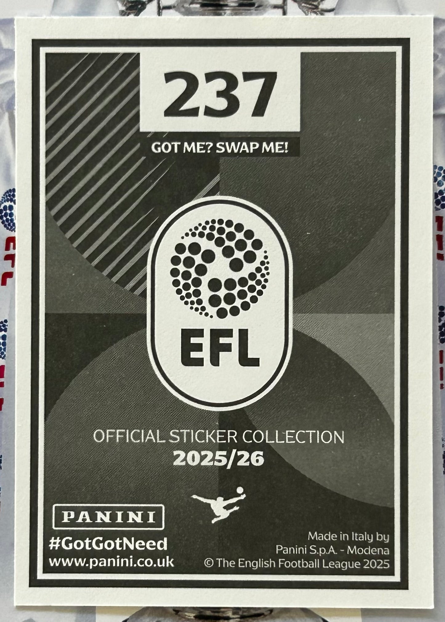 Panini EFL 2025-26 Sticker Collection - ABDUL FATAWU (LEICESTER CITY) Elite #237