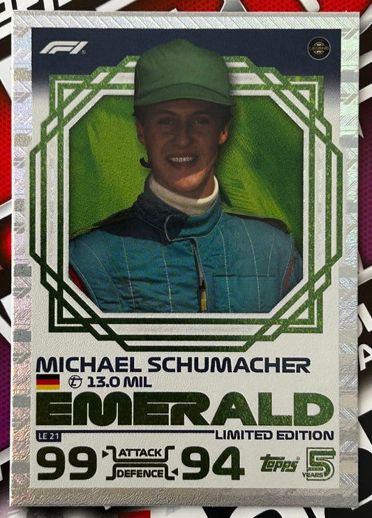 Topps F1 Turbo Attax 2024 - MICHAEL SCHUMACHER (LEGEND) Emerald Limited Edition LE21