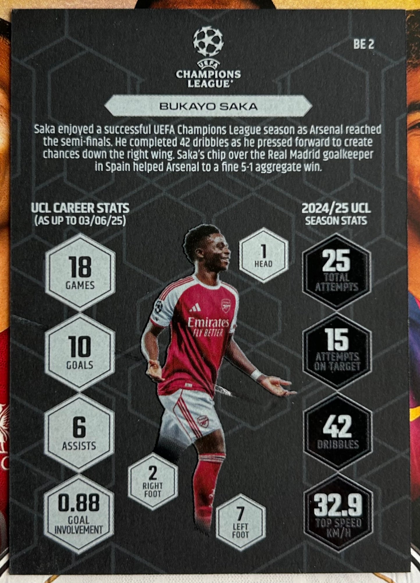 2025-26 Topps UCC Match Attax - BUKAYO SAKA (ARSENAL) Black Edge BE2