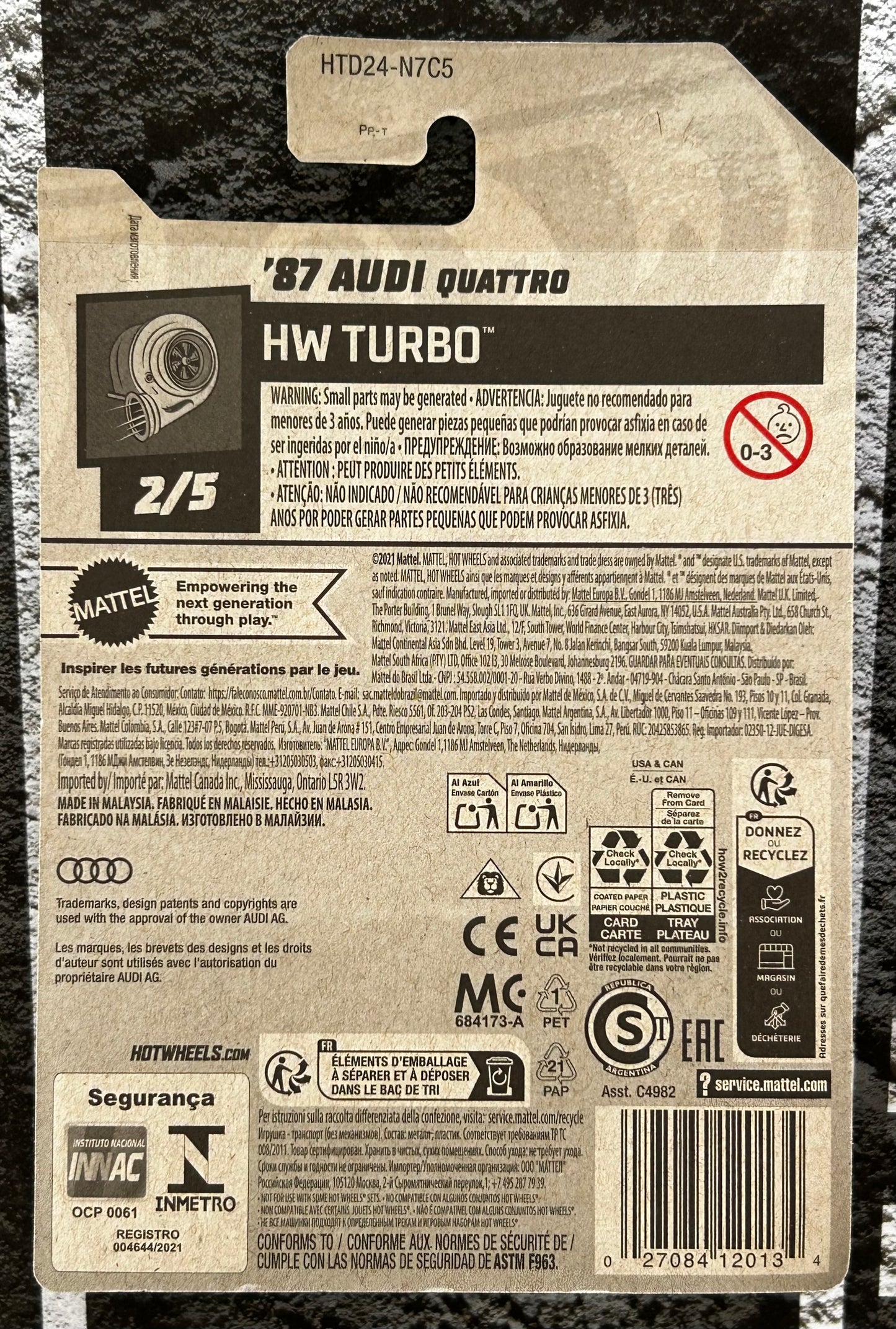 Mattel Hot Wheels Diecast Basic 1:64 - '87 Audi Quattro HW Turbo