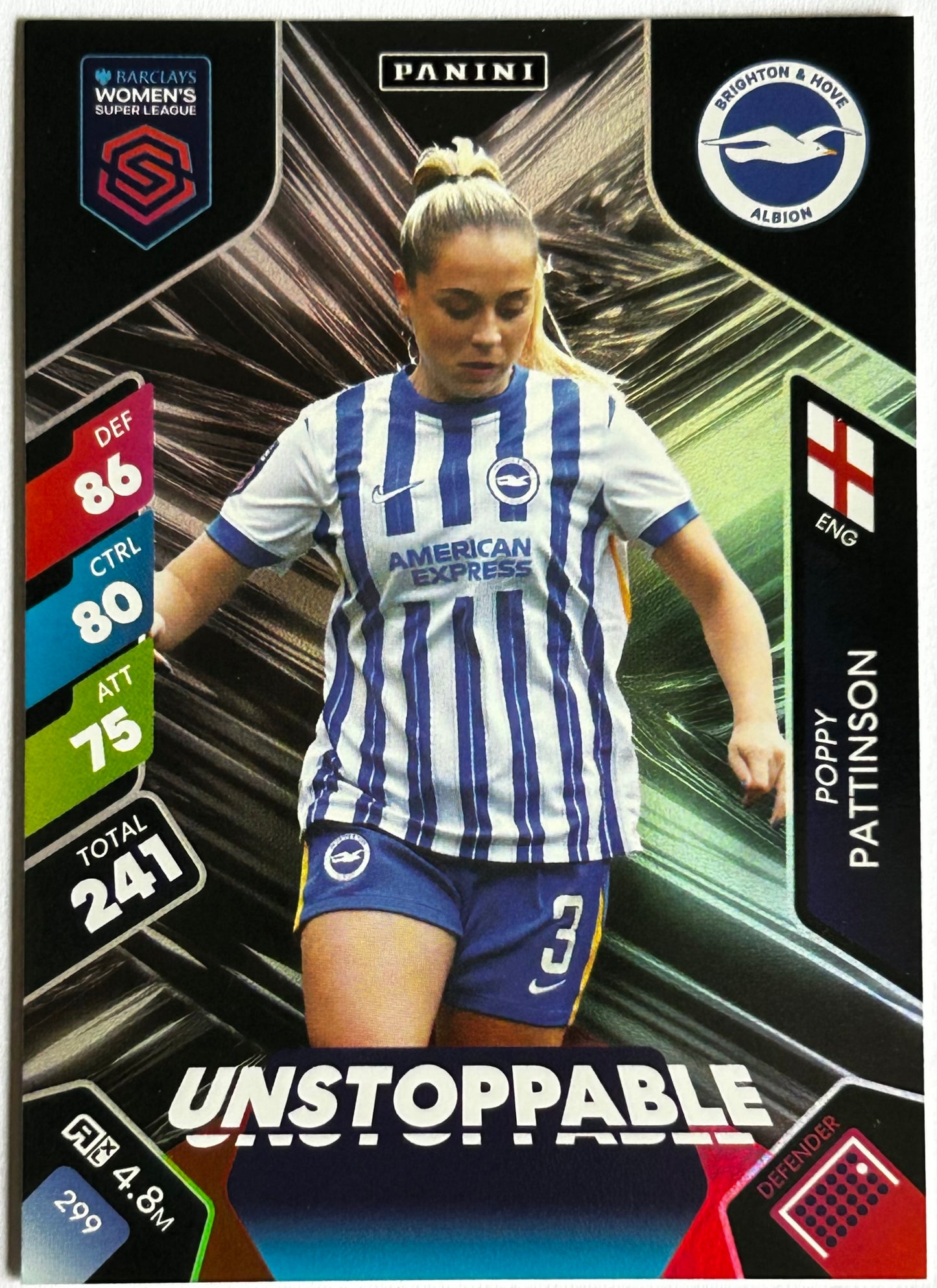 Panini Adrenalyn XL Barclays Women's Super League 2025 - Single UNSTOPPABLE Cards (1:5.5 packets) #298 - #306
