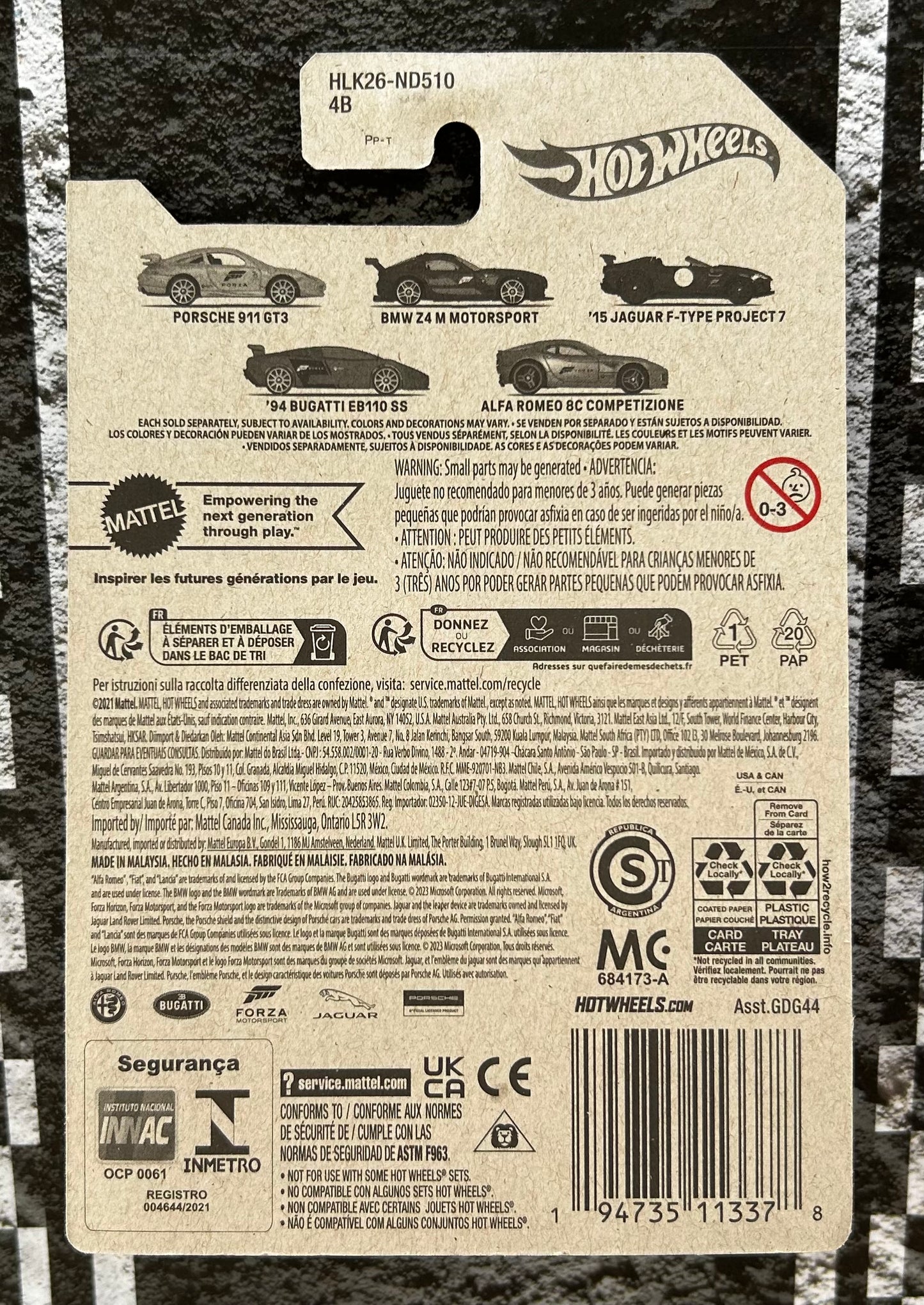 Mattel Hot Wheels Diecast 1:64 - '94 Bugatti EB110 SS 4/5 Forza series