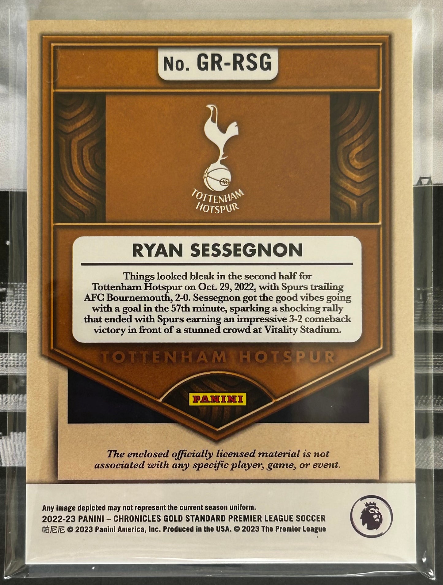 2022-23 Panini Chronicles Gold Standard Premier League Soccer - RYAN SESSEGNON (TOTTENHAM) Gold Rush Patch GR-RSG /49