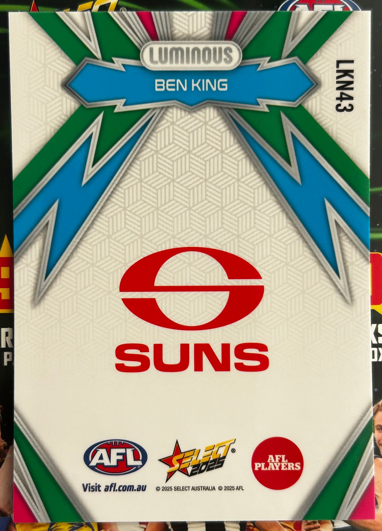Select AFL 2025 Footy Stars - BEN KING (GOLD COAST SUNS) Kmart Neon Dragon Scales LKN43