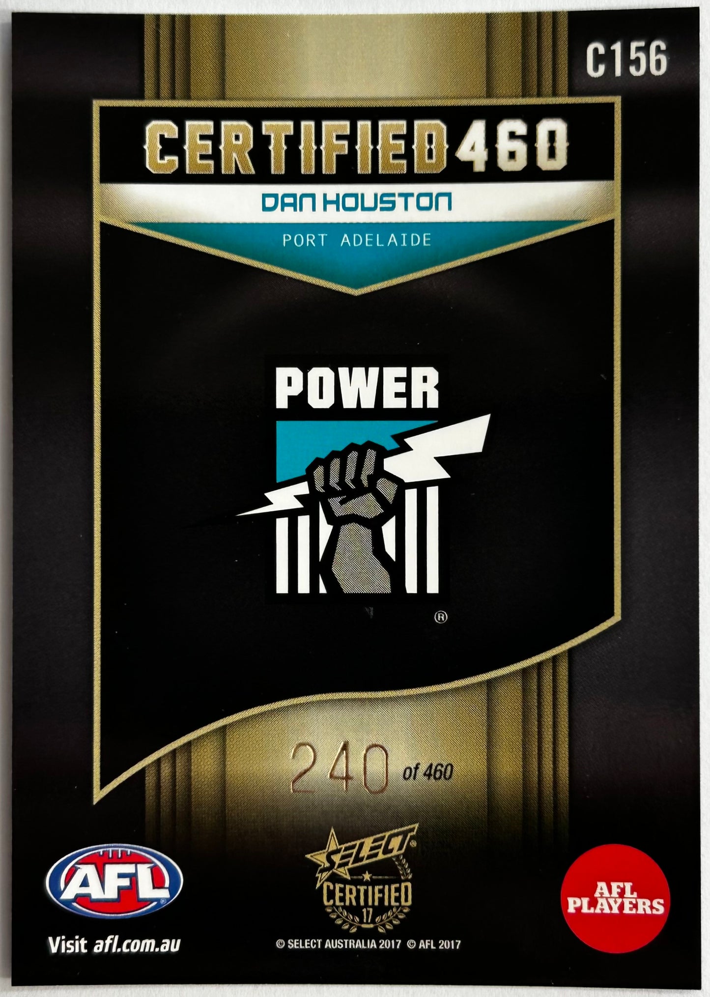 Select AFL 2017 Certified - DAN HOUSTON (PORT ADELAIDE) Certified 460 C156