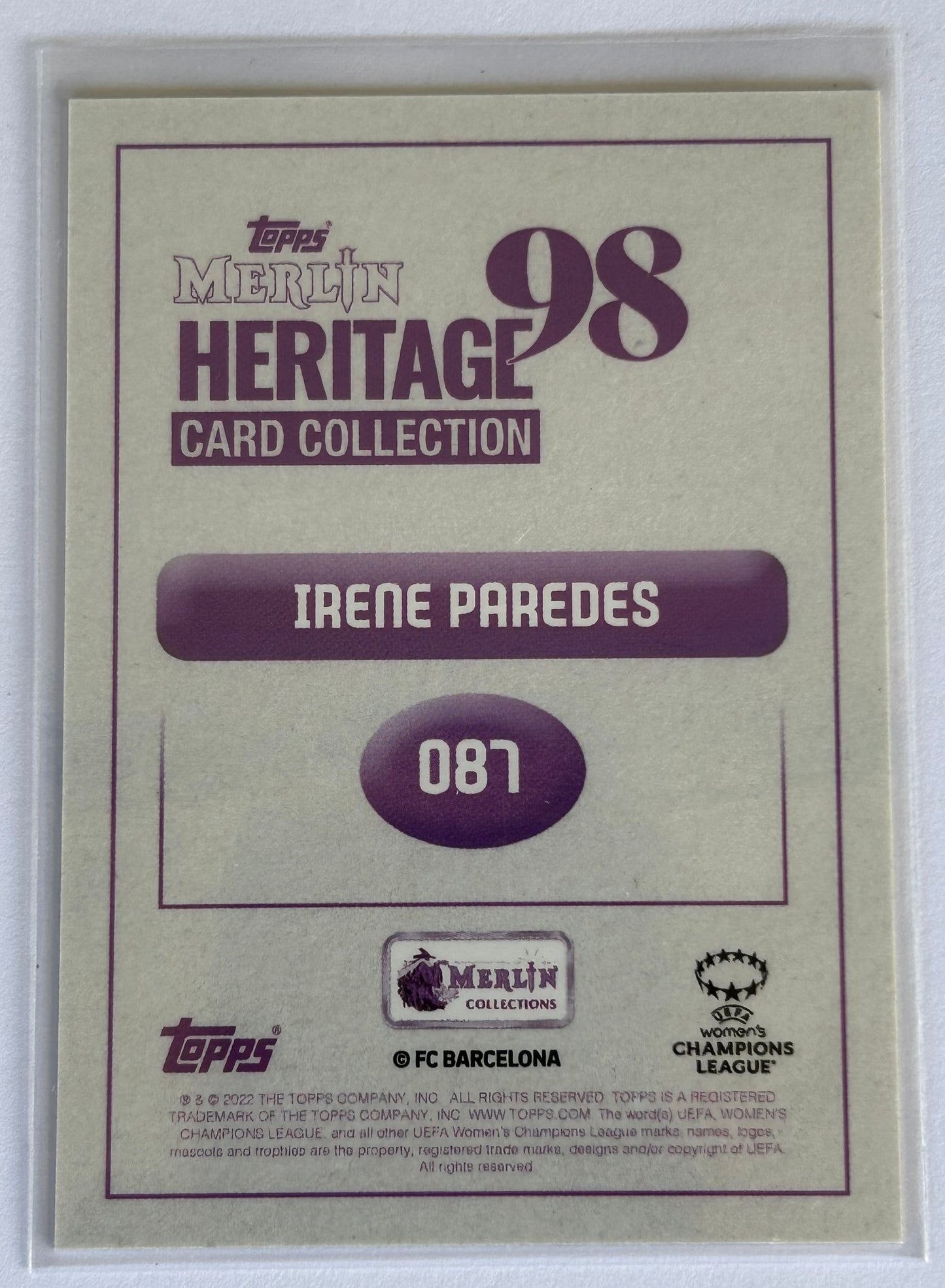 2022-23 Topps Merlin Heritage 98 UEFA - IRENE PAREDES (FC BARCELONA) #087