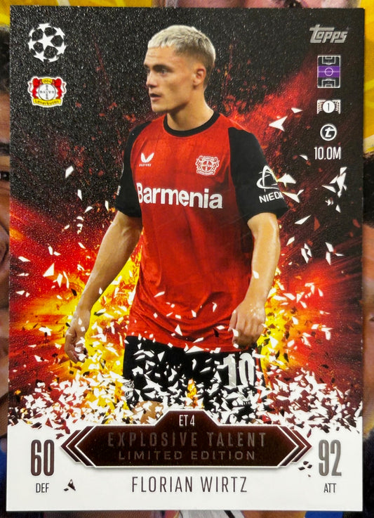 Topps 2024-25 Match Attax Extra UEFA - FLORIAN WIRTZ (BAYER LEVERKUSEN) Explosive Talent Limited Edition #ET4