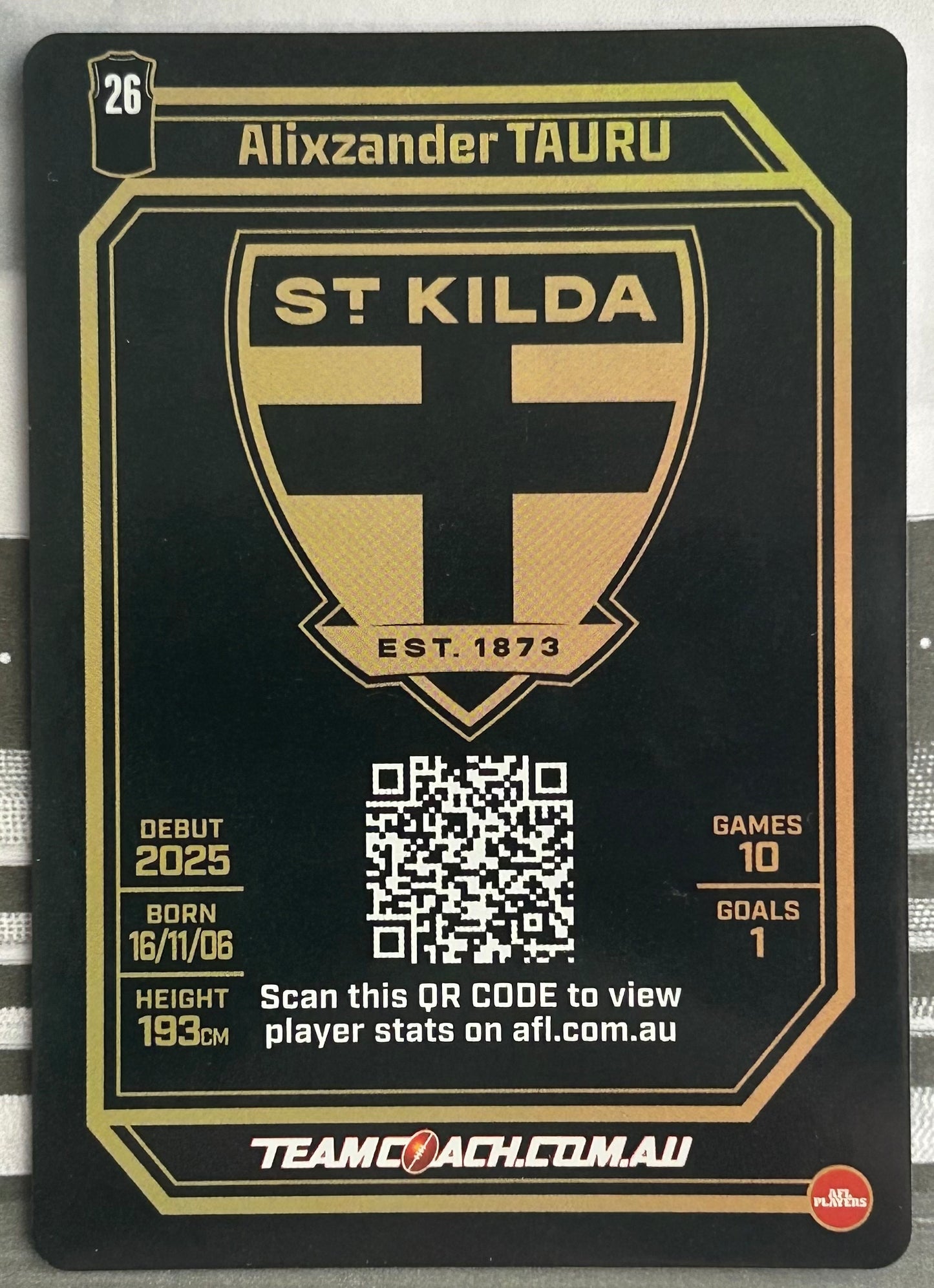 AFL Teamcoach 2026 - ALIXZANDER TAURU (ST KILDA) Bronze Parallel #46 (1:6 pks)