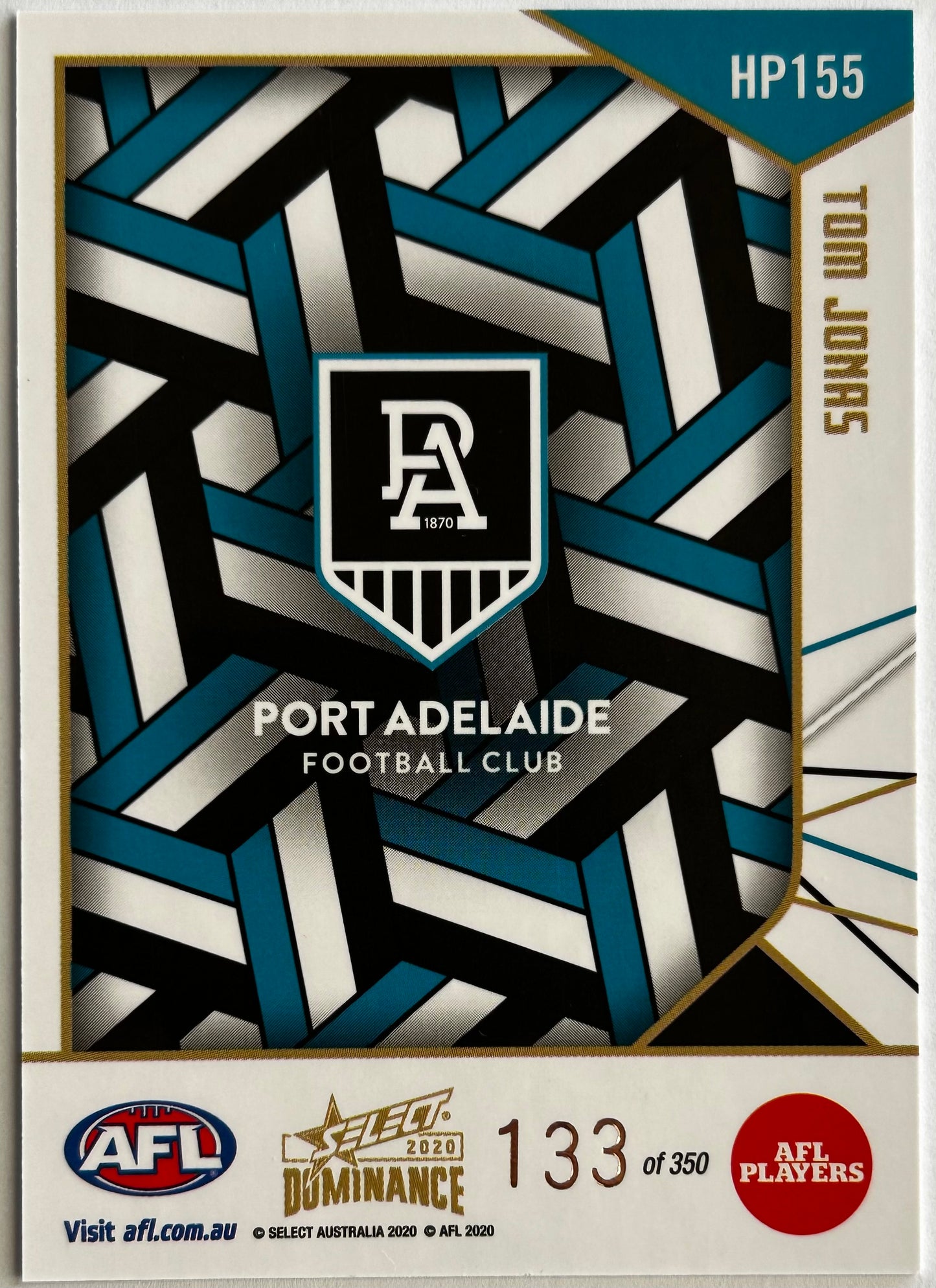 2020 AFL Select Dominance - TOM JONAS (PORT ADELAIDE) Holographic Parallel HP155 /350