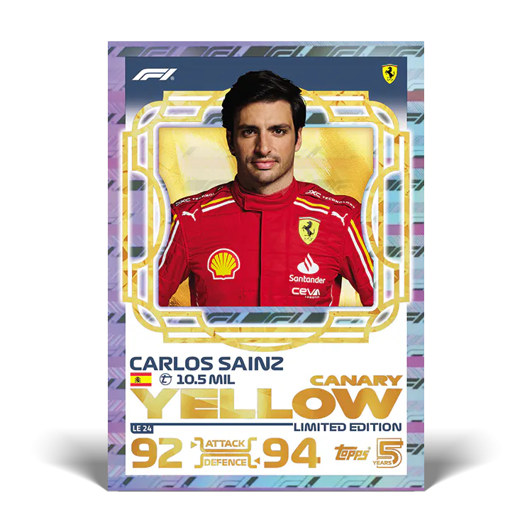 Topps F1 Turbo Attax 2024 - CARLOS SAINZ (SCUDERIA FERRARI) Canary Yellow Limited Edition LE24