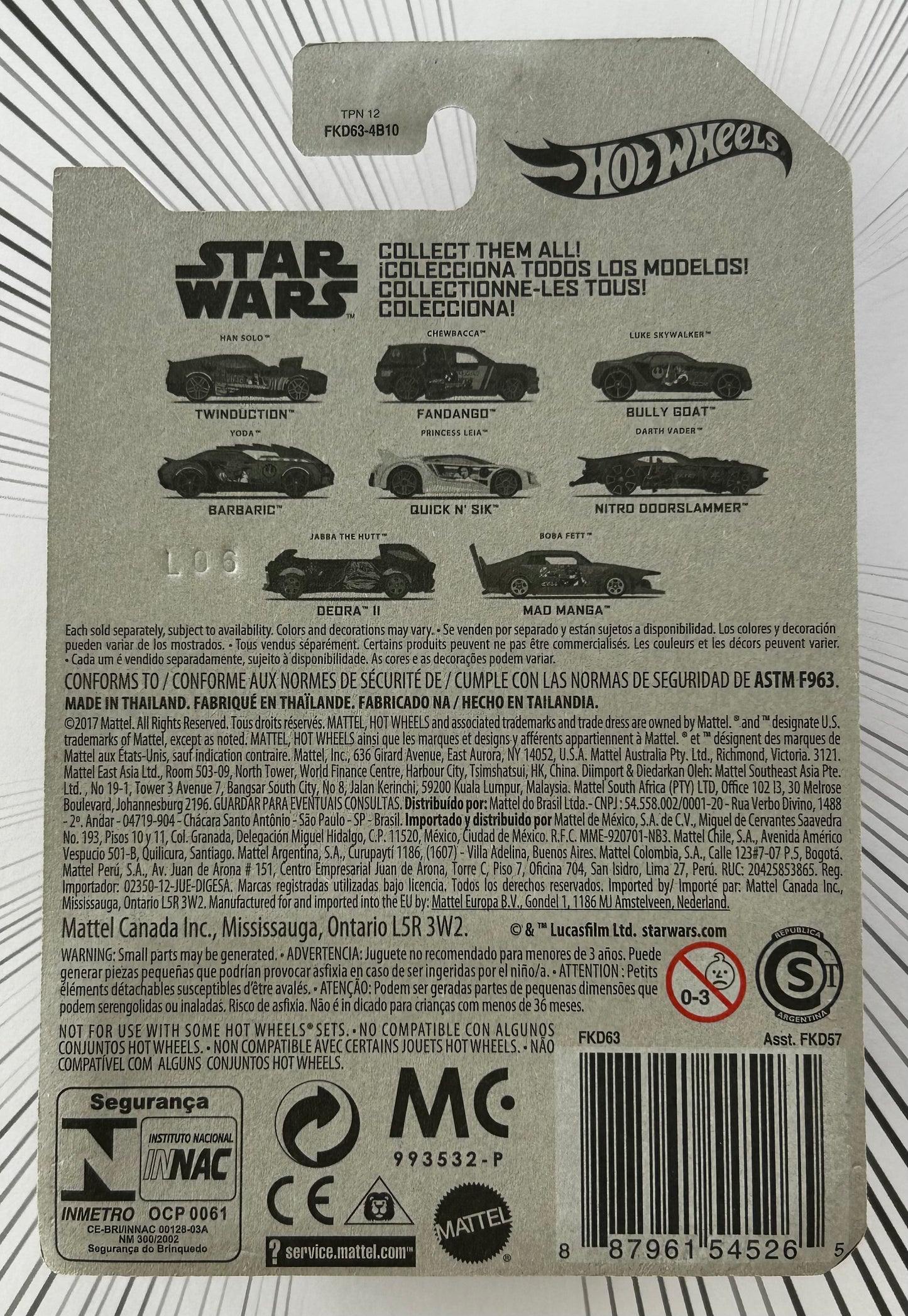 Mattel Hot Wheels Diecast 1:64 - Darth Vader 6/8 Star Wars