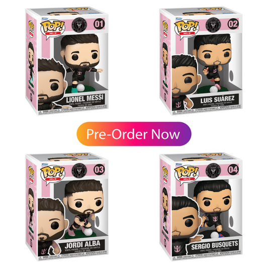 PRE-ORDER: Funko Pop! Vinyl Football - INTER MIAMI CF Set of 4 in Away Kit (inc Messi & Suarez)