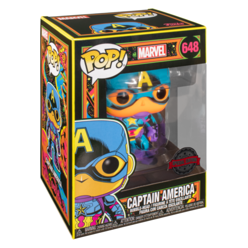 Funko Pop! Vinyl Marvel - CAPTAIN AMERICA Blacklight (Special Edition) #648