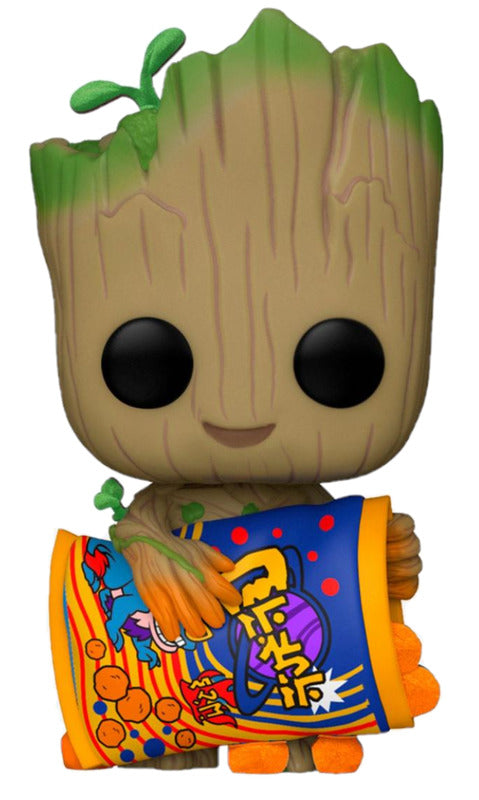 Funko Pop! Vinyl Marvel - GROOT WITH CHEESE PUFFS (Flocked - Special Edition) I Am Groot #1196