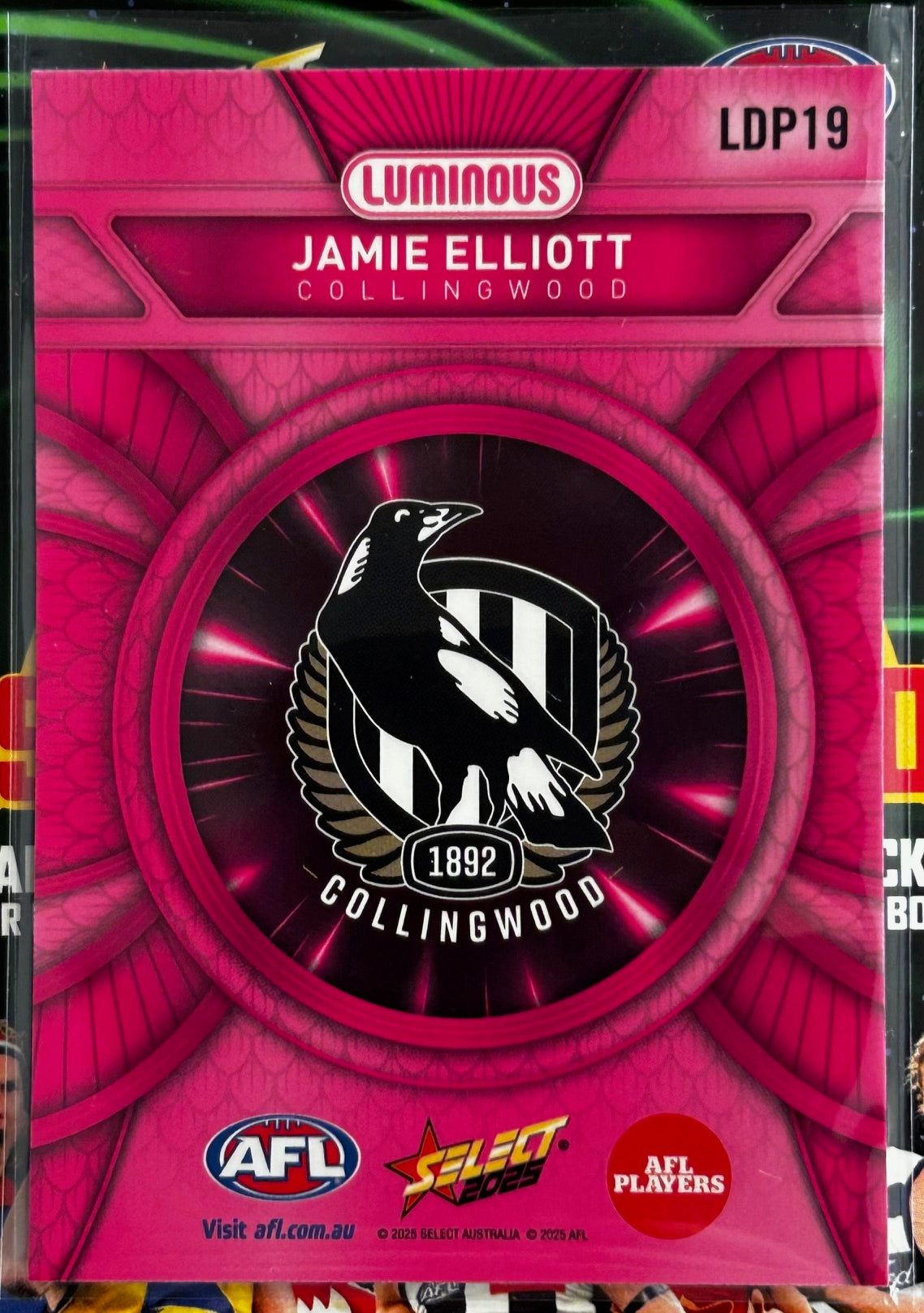 Select AFL 2025 Footy Stars - JAMIE ELLIOTT (COLLINGWOOD) Pink Dragon Scales LDP19