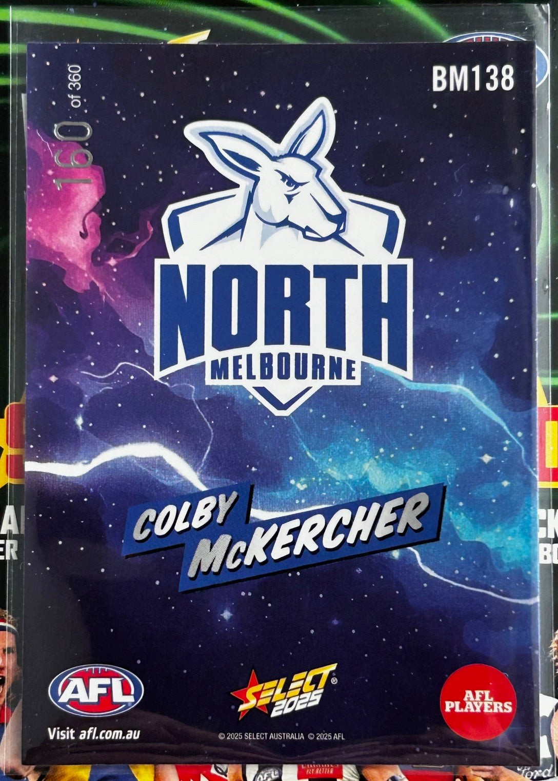 Select AFL 2025 Footy Stars - COLBY McKERCHER (NORTH MELBOURNE) Booom BM138 /360