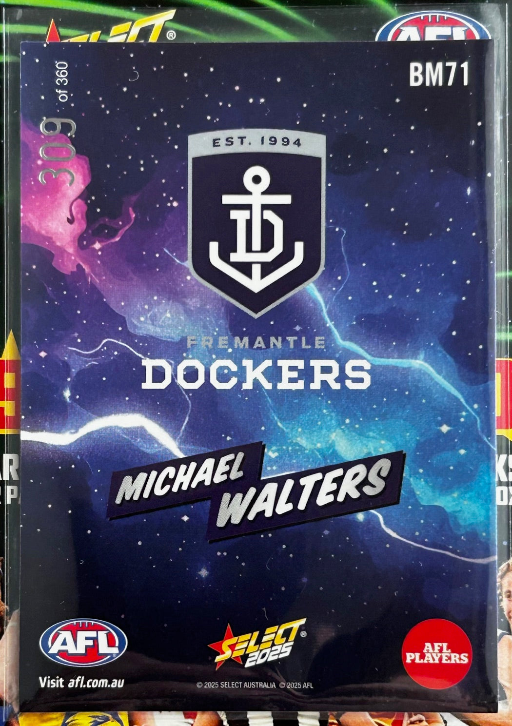 Select AFL 2025 Footy Stars - MICHAEL WALTERS (FREMANTLE DOCKERS) Booom BM71 /360