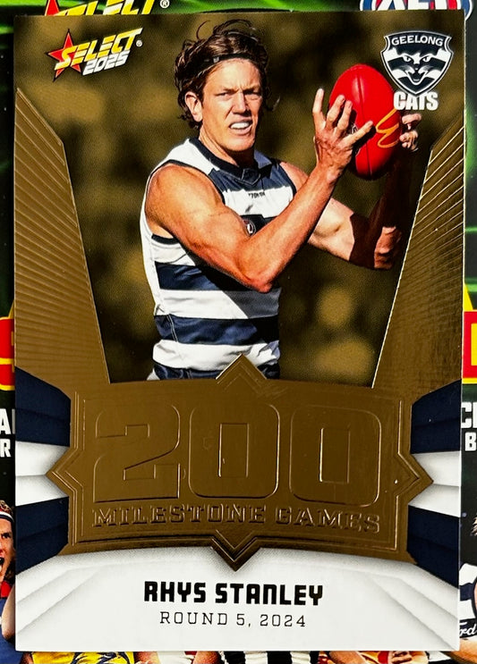 Select AFL 2025 Footy Stars - RHYS STANLEY (GEELONG) 200 Milestone Games MG40