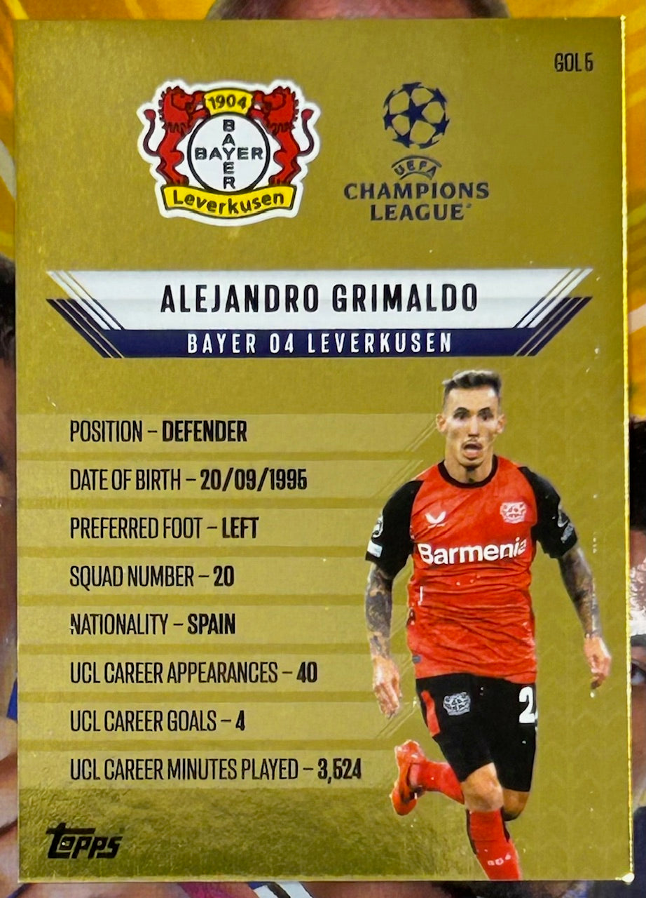 Topps 2024-25 Match Attax Extra UEFA - ALEJANDRO GRIMALDO (BAYER LEVERKUSEN) Gold Edge Edition #GOL5
