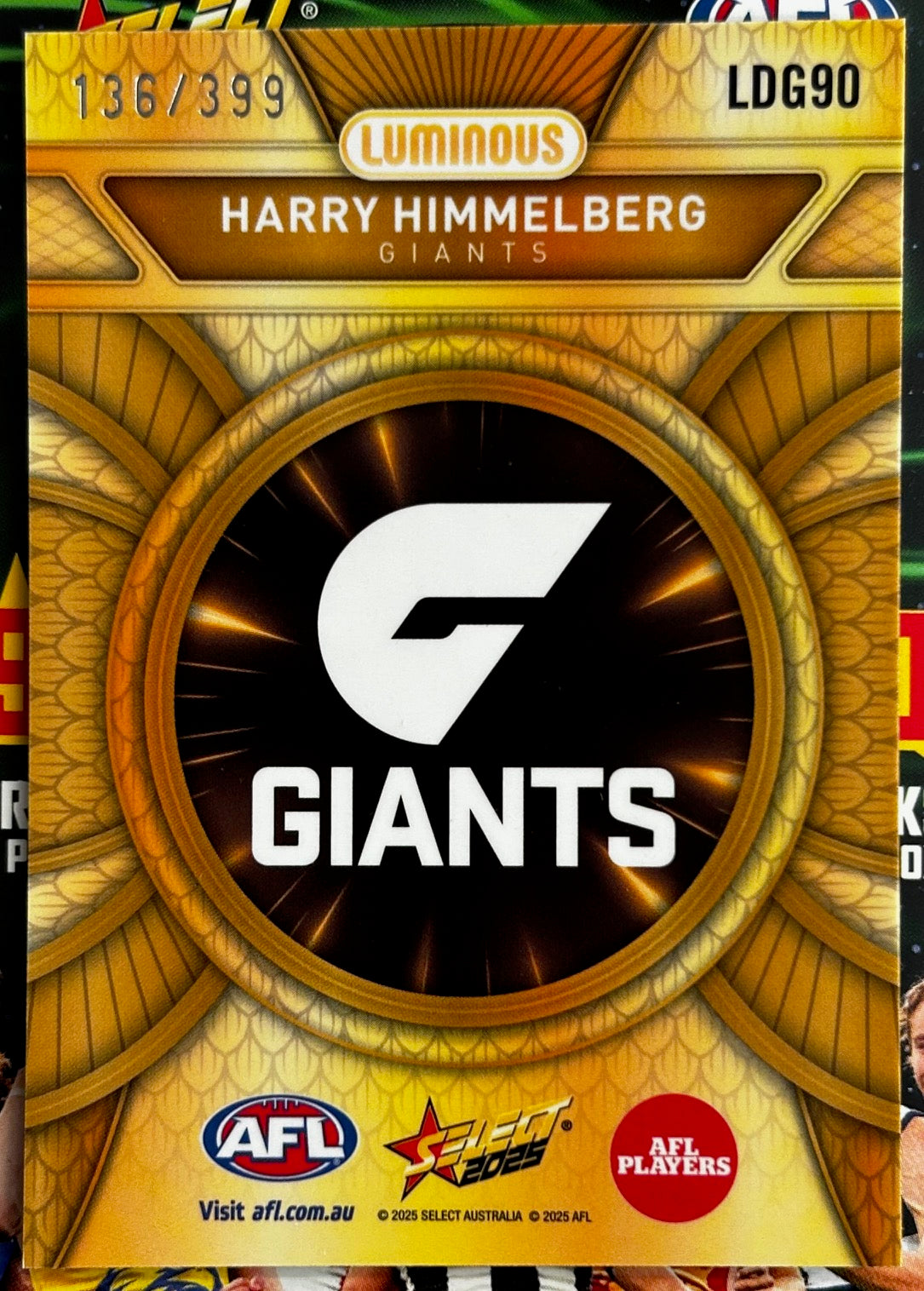 Select AFL 2025 Footy Stars - HARRY HIMMELBERG (GWS GIANTS) Gold Dragon Scales LDG90 /399