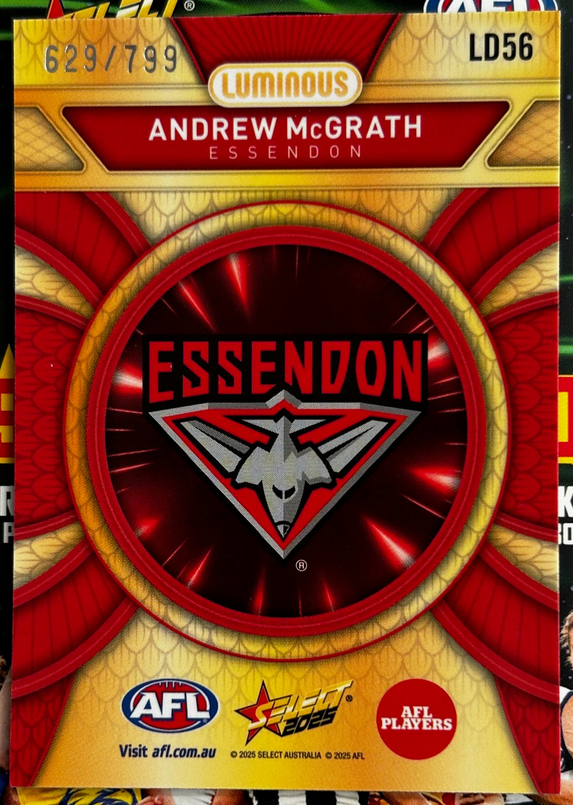 Select AFL 2025 Footy Stars - ANDREW McGRATH (ESSENDON) Dragon Scales LD56 /799