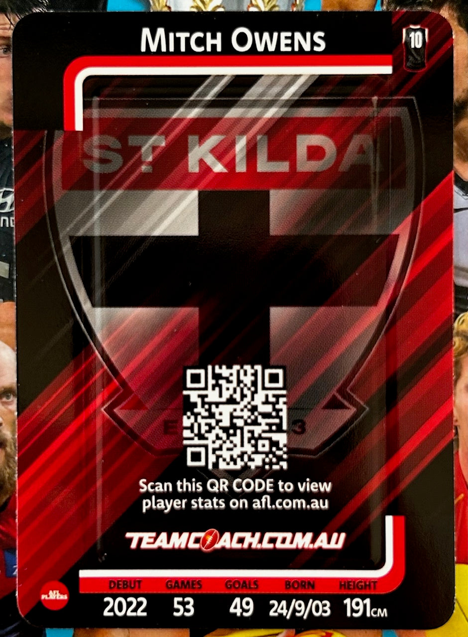 AFL Teamcoach 2025 - MITCH OWENS (ST KILDA) Blue Parallel #111 1:9 packs