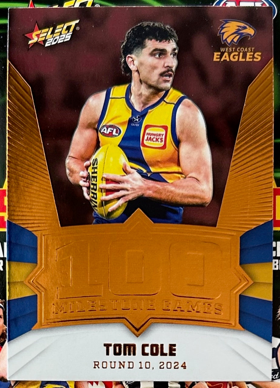 Select AFL 2025 Footy Stars - TOM COLE (WEST COAST EAGLES) 100 Milestone Games MG95