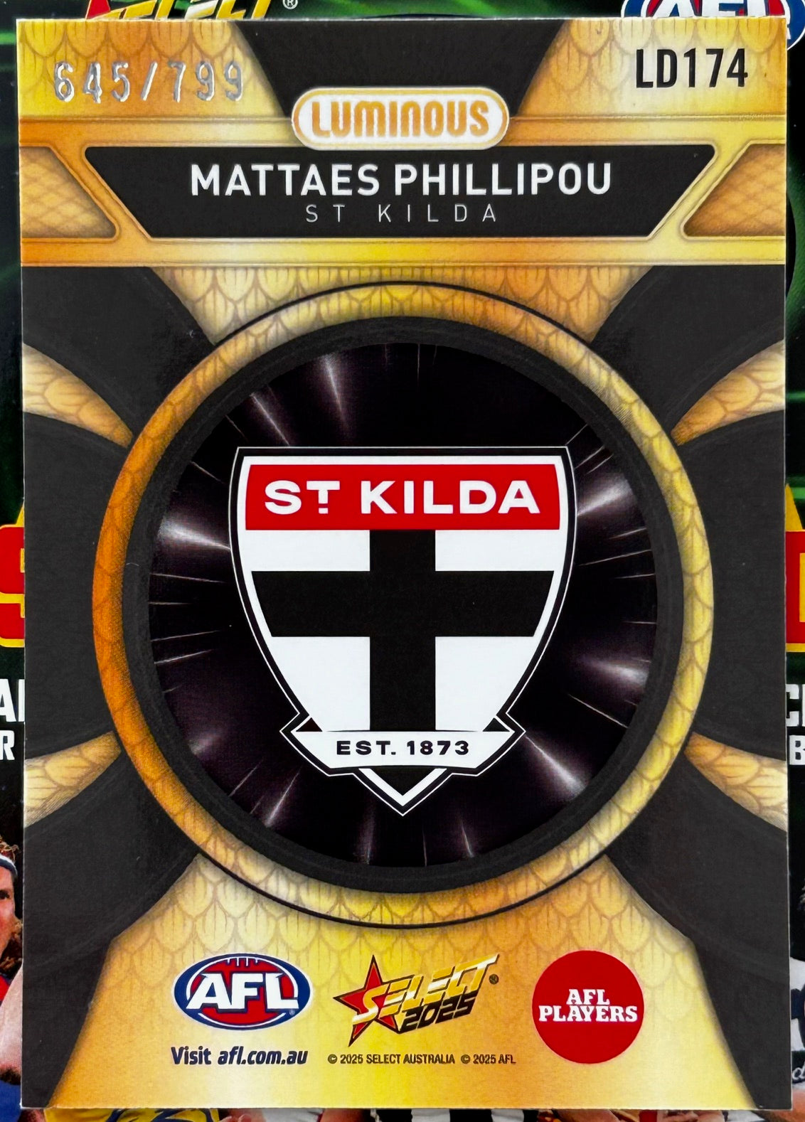 Select AFL 2025 Footy Stars - MATTAES PHILLIPOU (ST KILDA) Dragon Scales LD174 /799