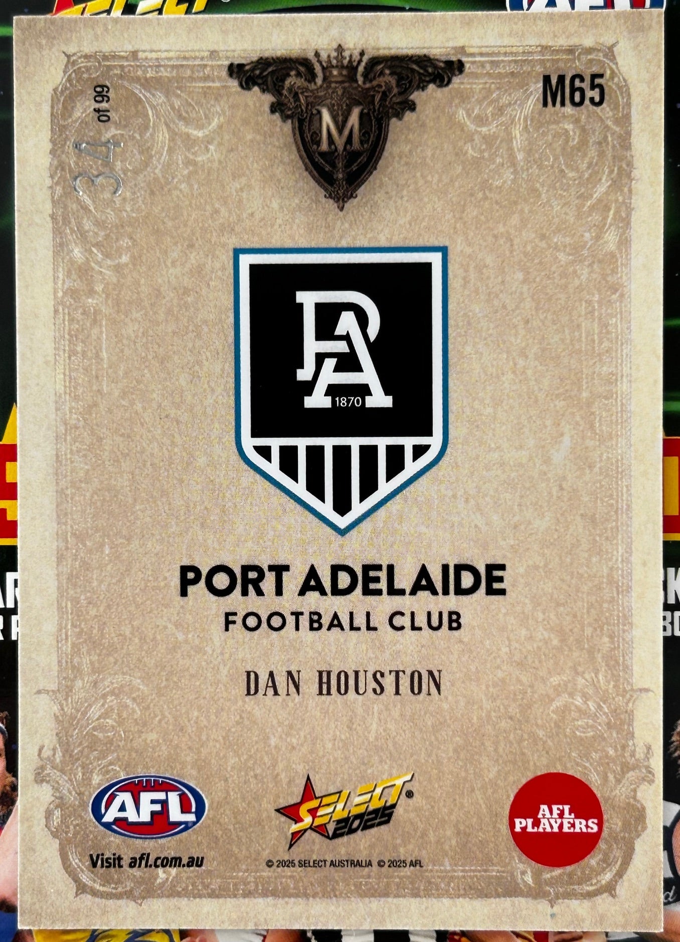 Select AFL 2025 Footy Stars Hobby - DAN HOUSTON (PORT ADELAIDE) Majestic M65 /99