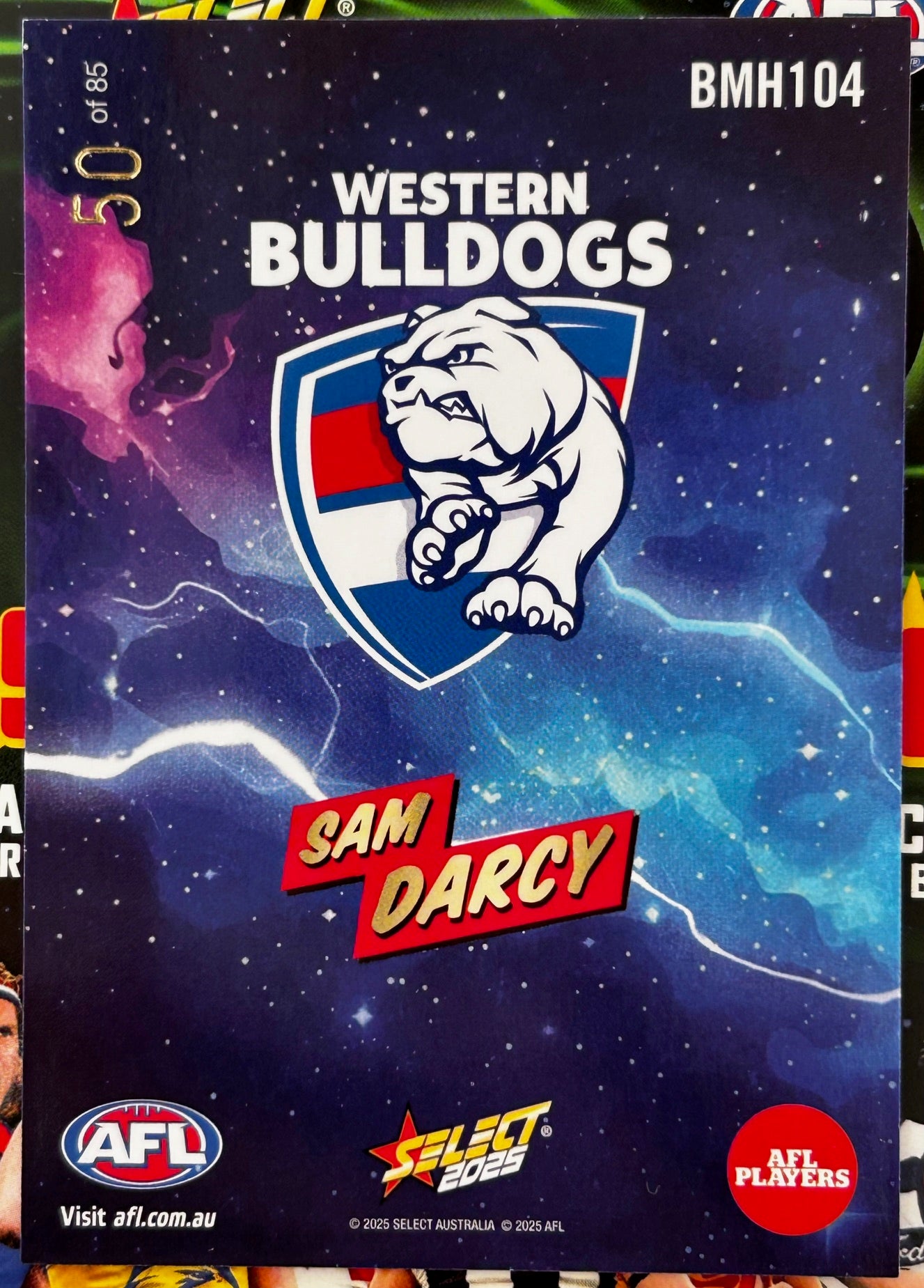 Select AFL 2025 Footy Stars Hobby - SAM DARCY (WESTERN BULLDOGS) Booom BHM104 /85