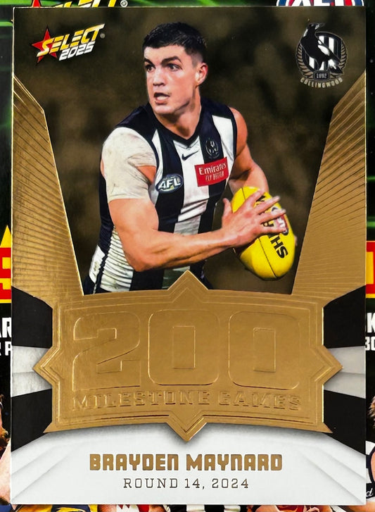 Select AFL 2025 Footy Stars Hobby - BRAYDEN MAYNARD (COLLINGWOOD) 200 Milestone Games MGH24 /240