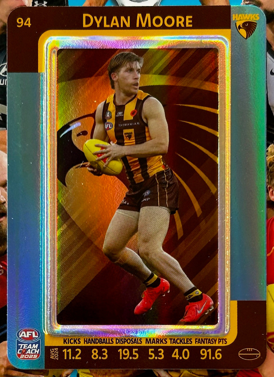 AFL Teamcoach 2025 - DYLAN MOORE (HAWTHORN) Blue Parallel #94 1:9 packs