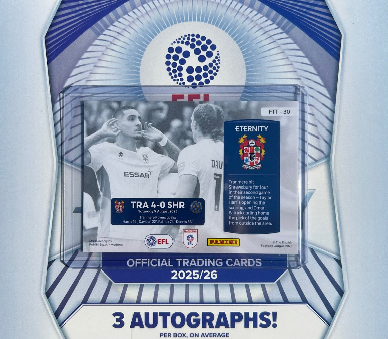 Panini EFL Eternity 2025-26 - TRANMERE ROVERS For The Team FTT-30 *Green Parallel /50*