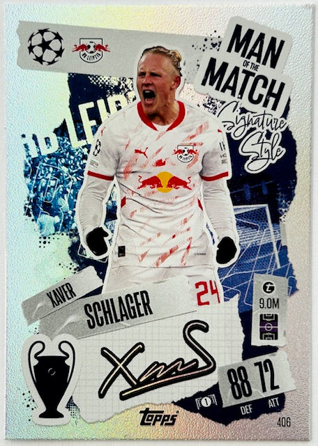 Topps 2024-25 Match Attax UEFA - XAVIER SCHLAGER (RB LEIPZIG) Man of the Match #406