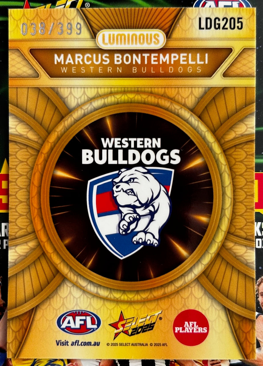 Select AFL 2025 Footy Stars - MARCUS BONTEMPELLI (WESTERN BULLDOGS) Gold Dragon Scales LDG205 /399