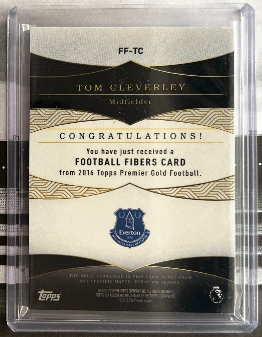 2016 Topps Premier Gold Football - TOM CLEVERLEY (EVERTON) Football Fibers Patch #FF-TC