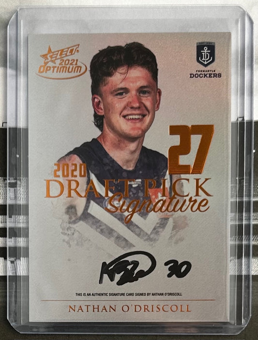 Select AFL Optimum 2021 - NATHAN O'DRISCOLL (FREMANTLE DOCKERS) Draft Pick Signature Copper DPSC27 /170