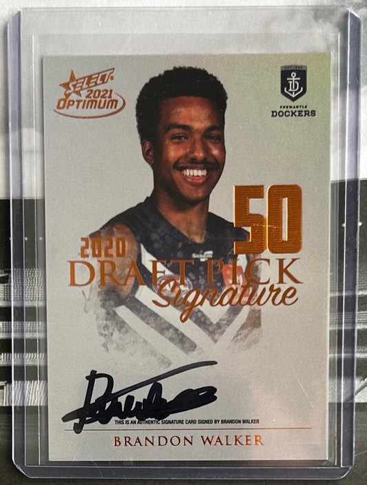 Select AFL Optimum 2021 - BRANDON WALKER (FREMANTLE DOCKERS) Draft Pick Signature Copper DPSC50 /170