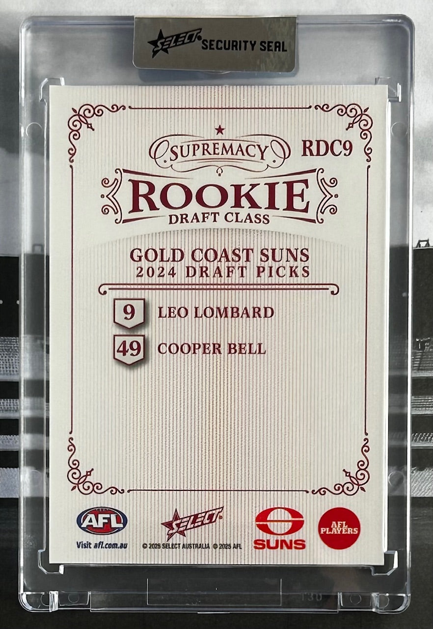 Select 2025 AFL Supremacy Rookies - ROOKIE DRAFT CLASS (GOLD COAST SUNS) RDC9 /50