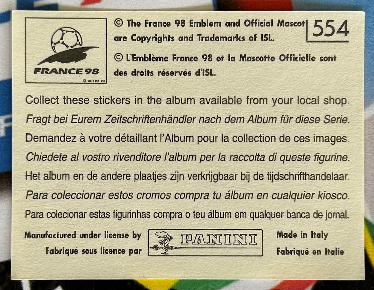 Panini FIFA World Cup France 98 Sticker - DIXON & BROWN (JAMAICA) #554