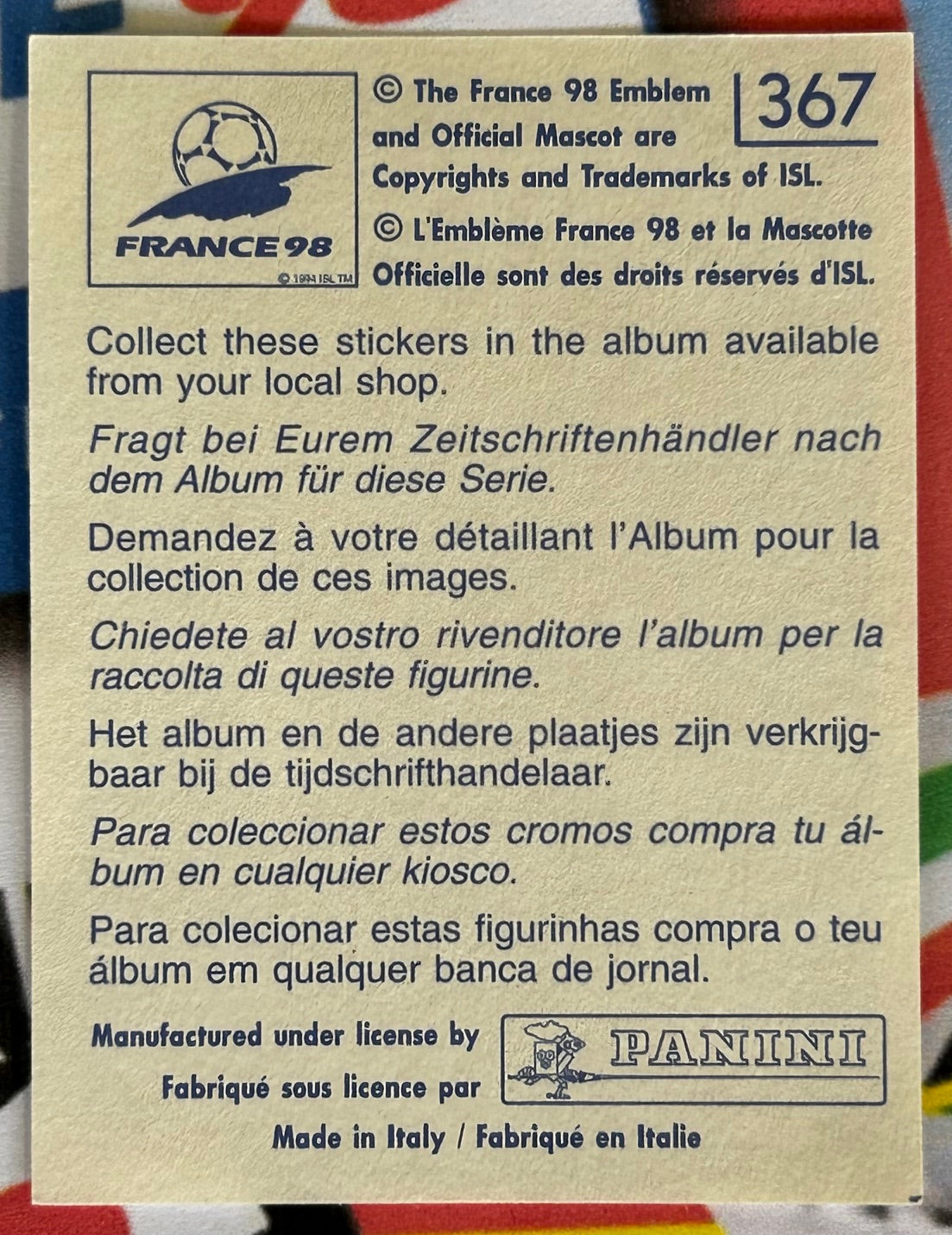 Panini FIFA World Cup France 98 Sticker - LUIS HERNANDEZ (MEXICO) #367