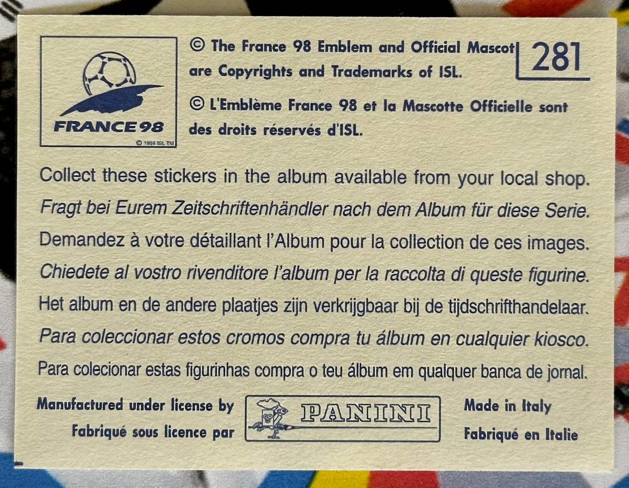 Panini FIFA World Cup France 98 Sticker - TEAM PHOTO (BULGARIA) #281