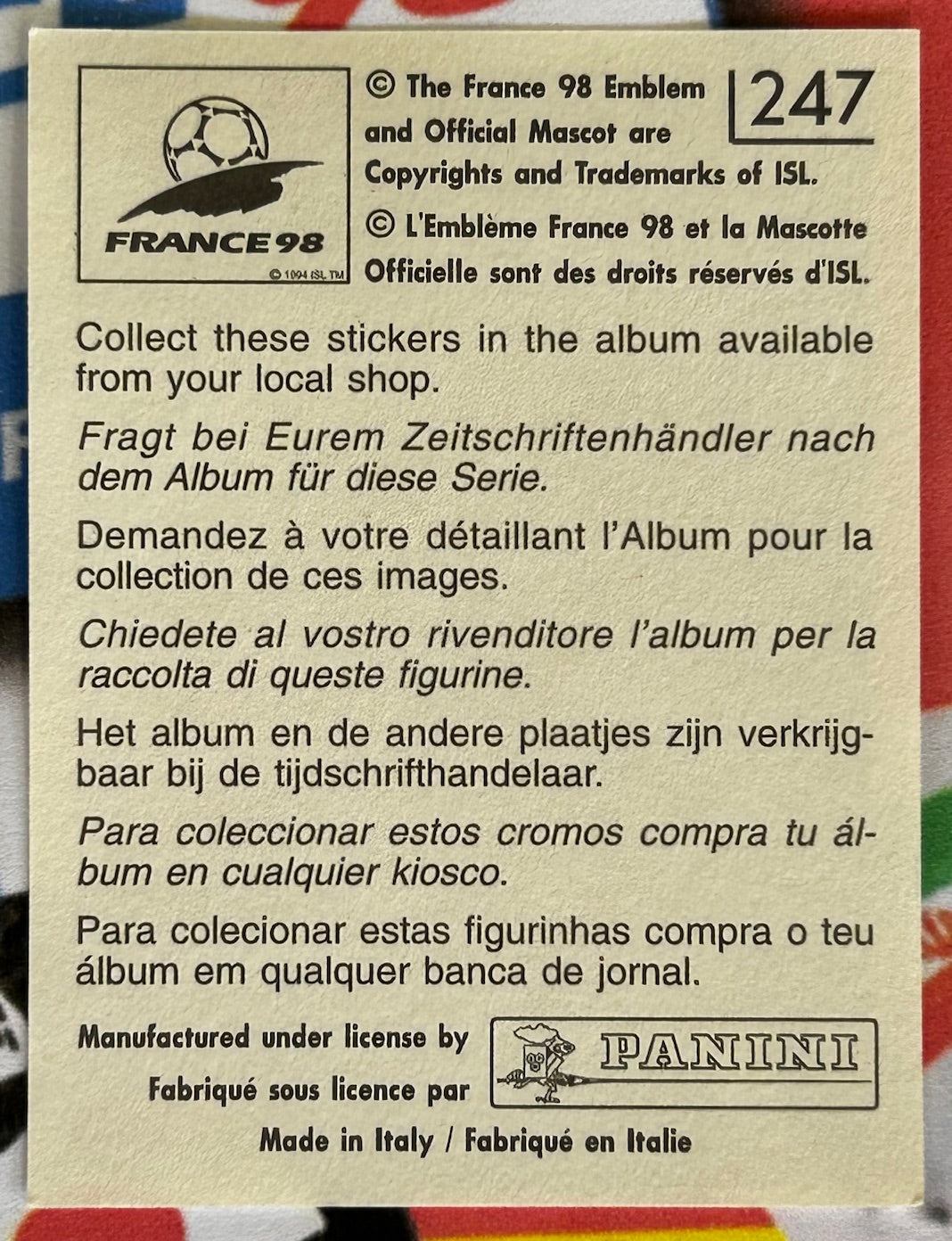 Panini FIFA World Cup France 98 Sticker - ABIODUN BARUWA (NIGERIA) #247