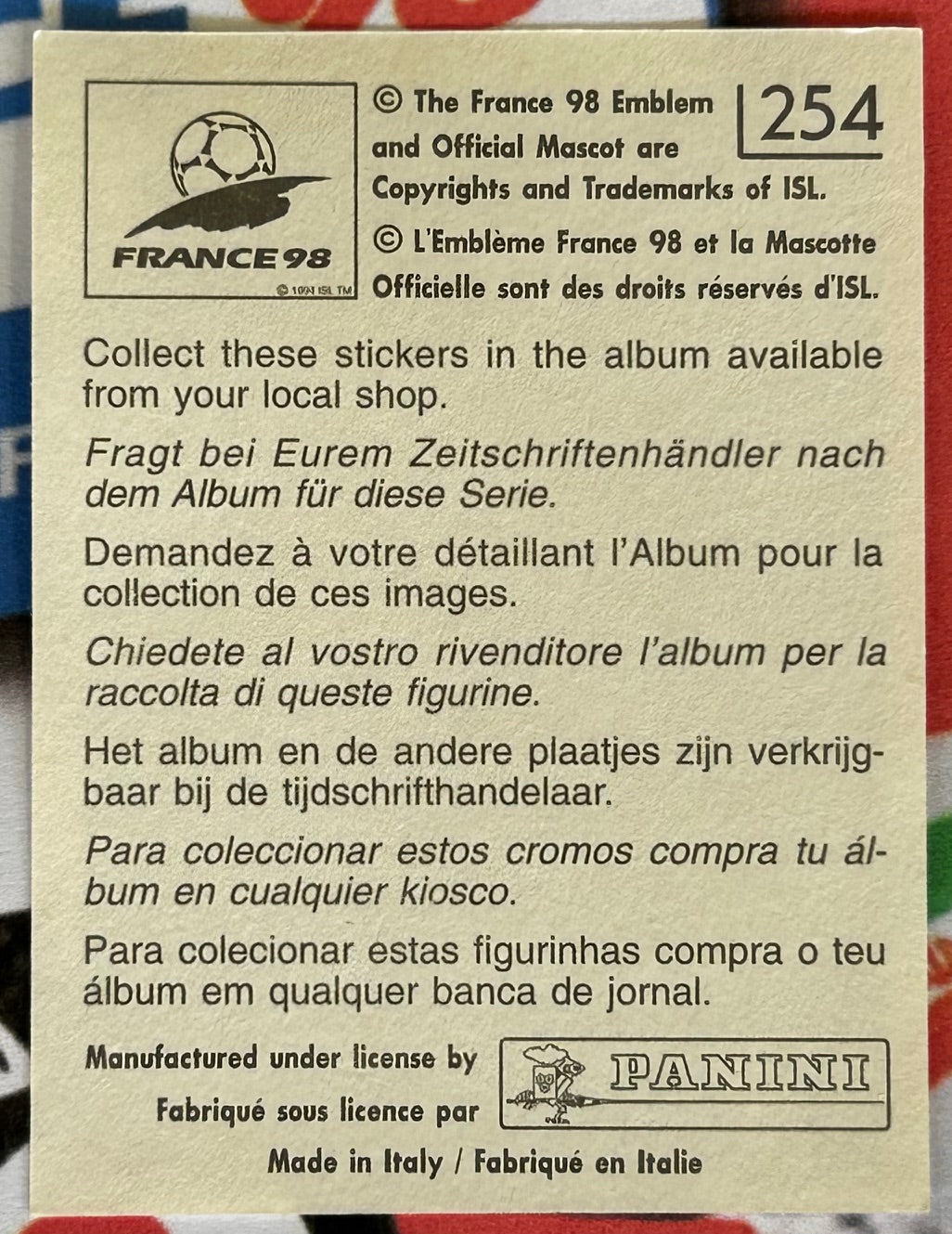 Panini FIFA World Cup France 98 Sticker - GARBA LAWAL (NIGERIA) #254