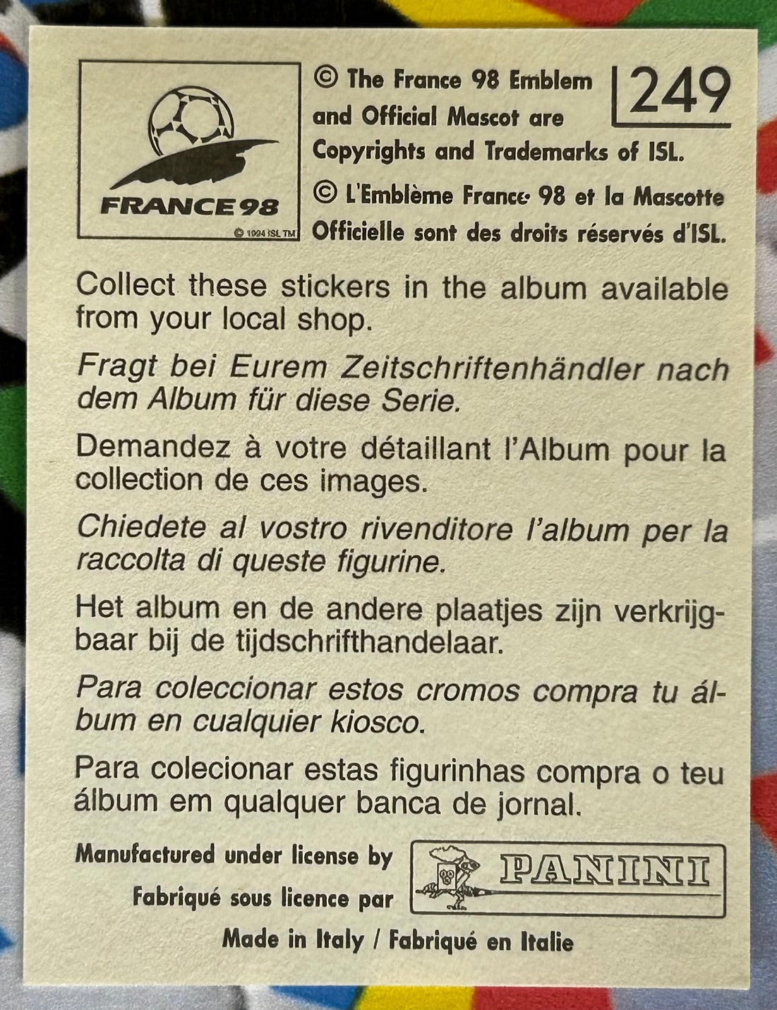 Panini FIFA World Cup France 98 Sticker - UCHE OKECHUKWU (NIGERIA) #249