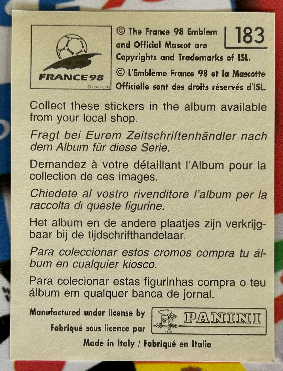 Panini FIFA World Cup France 98 Sticker - HELMAN MKHALELE (SOUTH AFRICA) #183