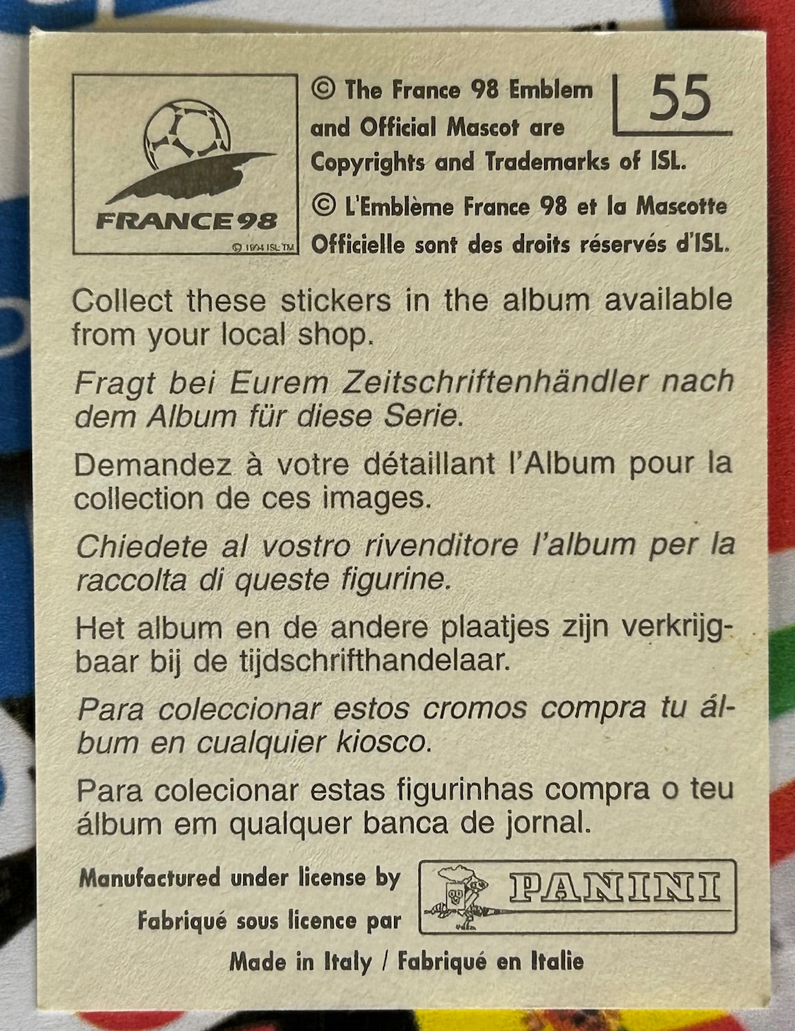 Panini FIFA World Cup France 98 Sticker - YOUSSEF ROSSI (MOROCCO) #55