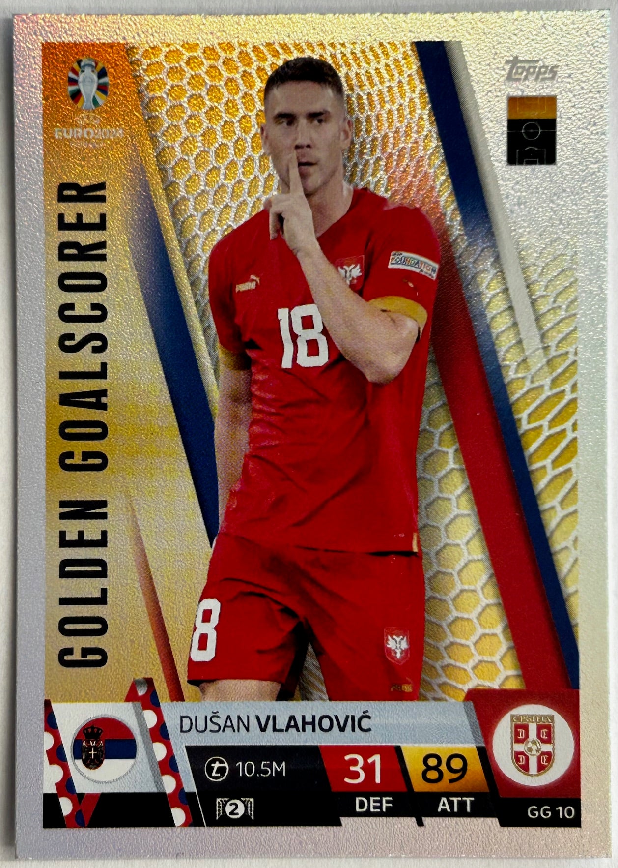 Topps Match Attax UEFA EURO 2024 - DUSAN VLAHOVIC (SERBIA) Golden Goalscorer GG10