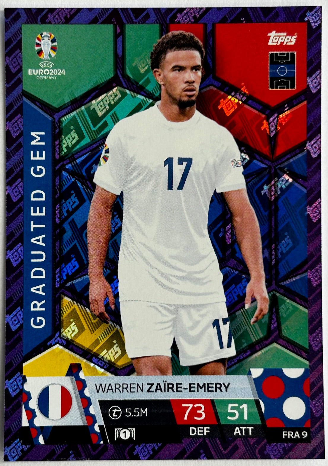 Topps Match Attax UEFA EURO 2024 - ZAIRE-EMERY (FRANCE) Purple Parallel Graduated Gem FRA9