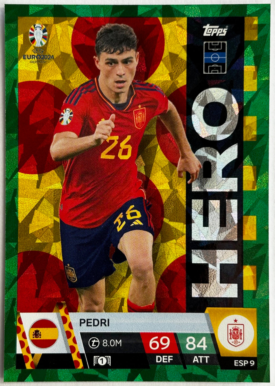Topps Match Attax UEFA EURO 2024 - PEDRI (SPAIN) Green Parallel Hero ESP9